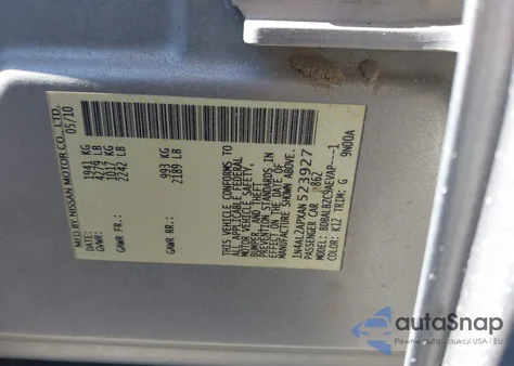 2010 Nissan Altima 2.5 S from USA, damaged, VIN 1N4AL2APXAN523927